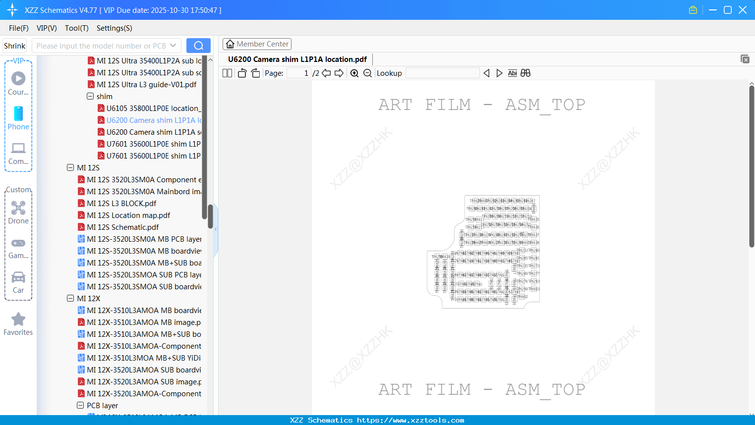 Xiaomi U6200 Camera Shim L1P1A Location